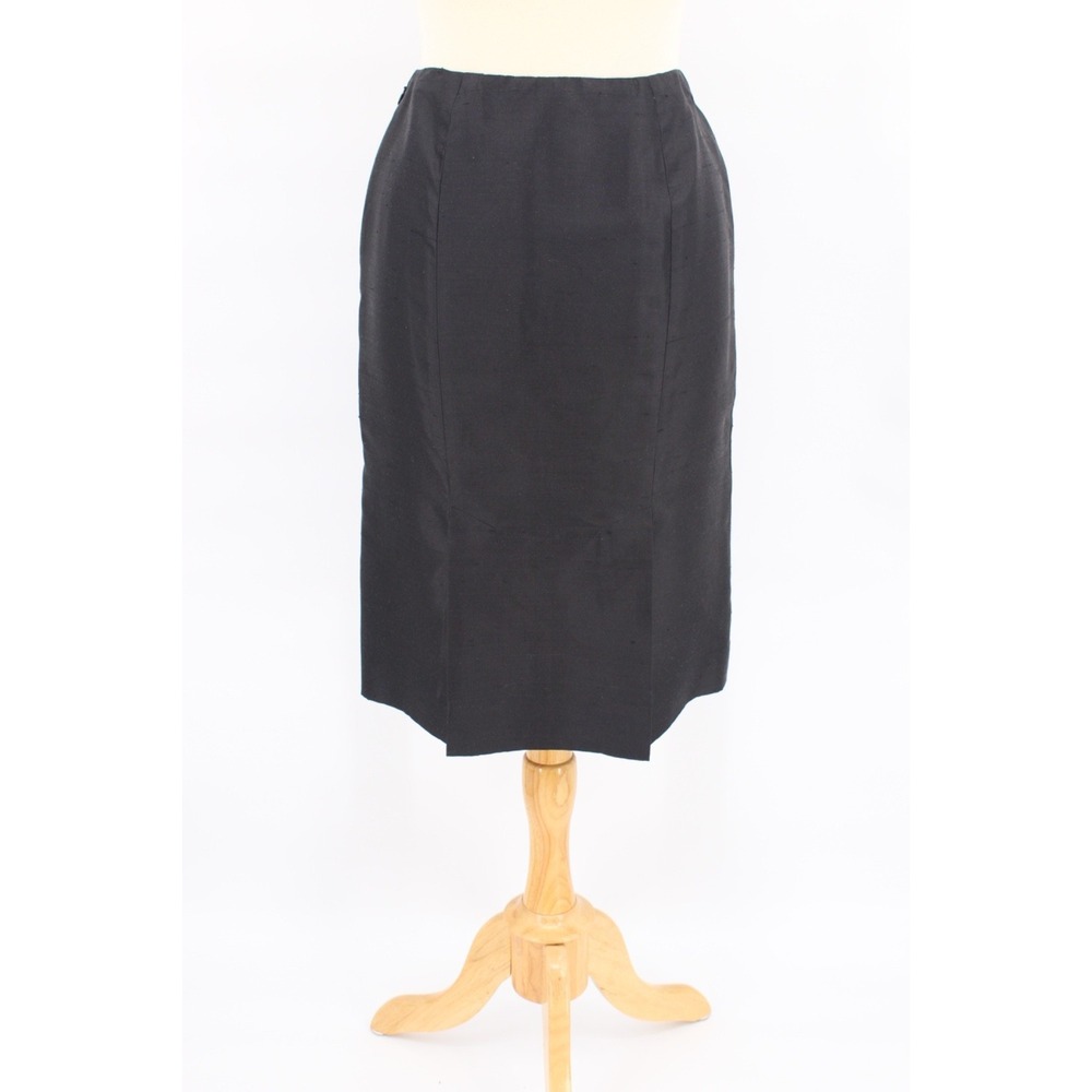 CARLISLE‎ Silk Skirt size 4 Pencil Straight Black Textured lined VTG - Picture 5 of 14